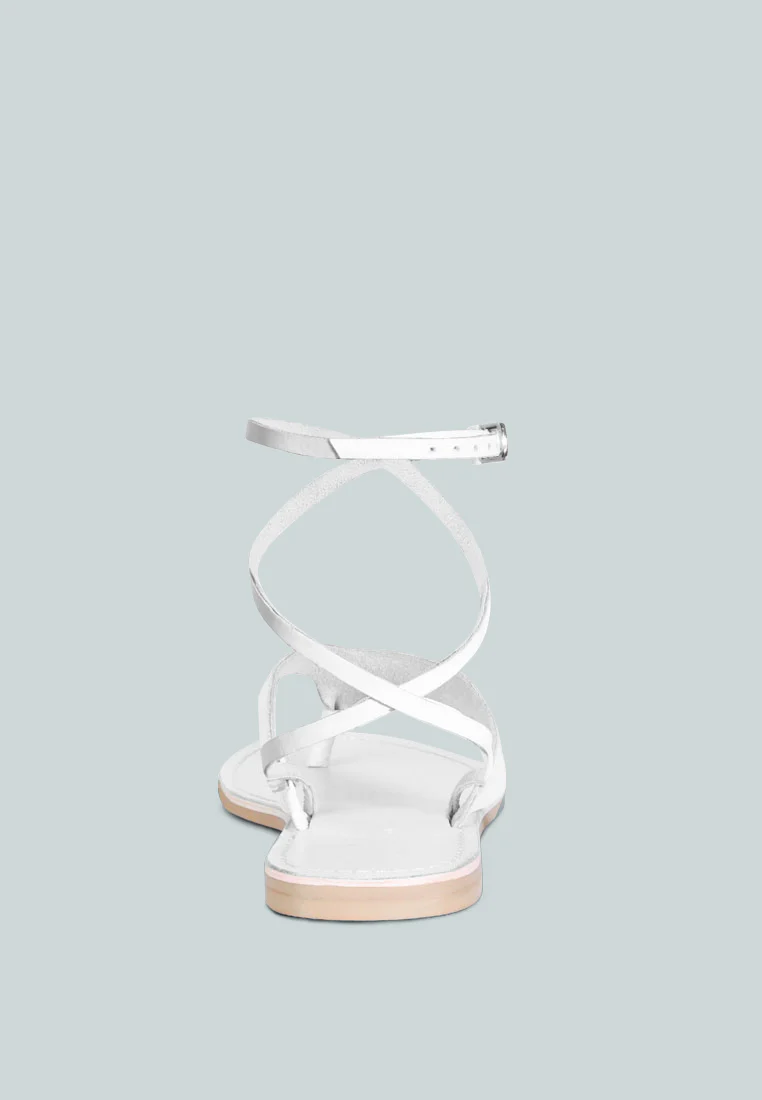 WRAP-UP Tie around White Flat Sandals - Image 5