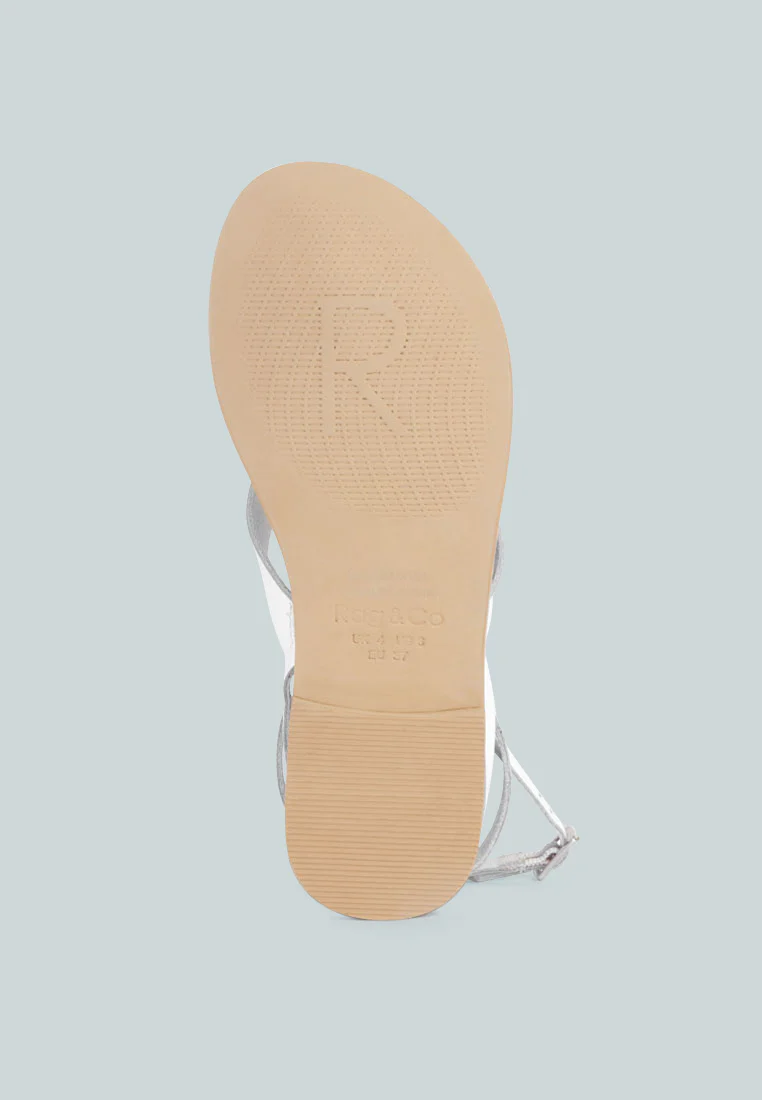 WRAP-UP Tie around White Flat Sandals - Image 7