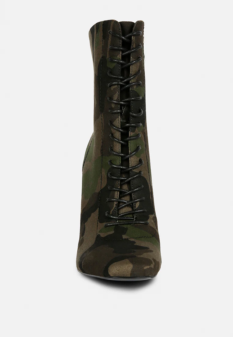 WYNDHAM Camouflage Lace Up Leather Ankle Boots - Image 4