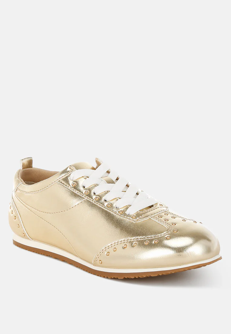 Yorika Studded Metallic Pleather Sneakers - Image 2