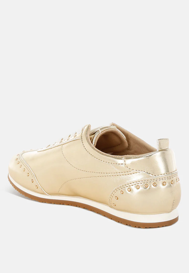 Yorika Studded Metallic Pleather Sneakers - Image 3