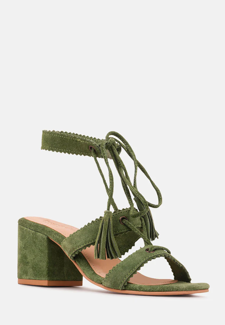 ZENA Green Suede Leather Sandal