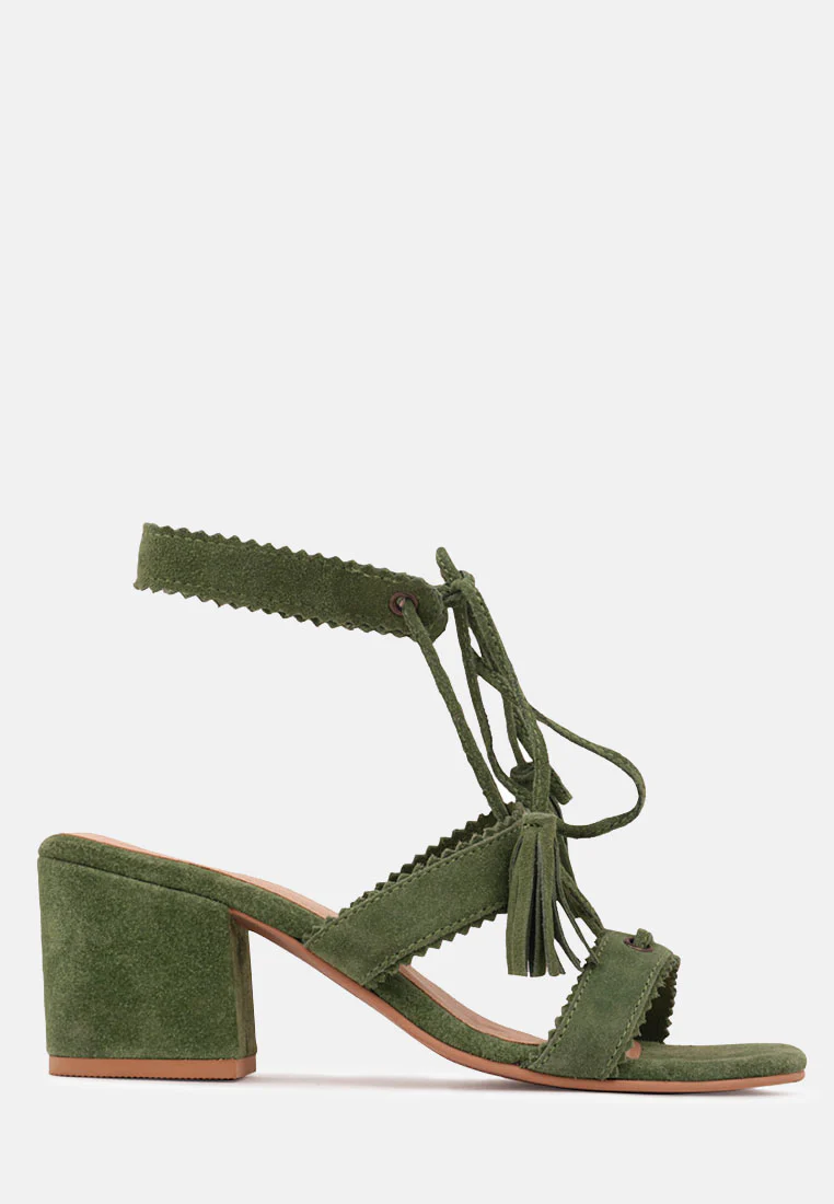 ZENA Green Suede Leather Sandal - Image 2