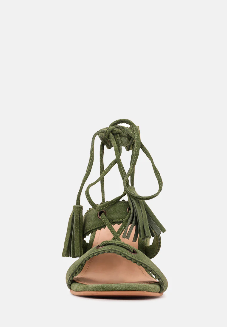 ZENA Green Suede Leather Sandal - Image 3