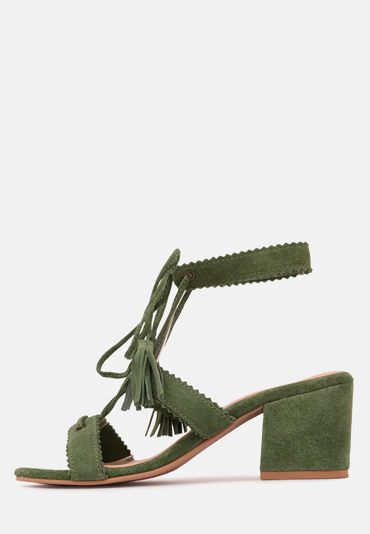 ZENA Green Suede Leather Sandal - Image 4