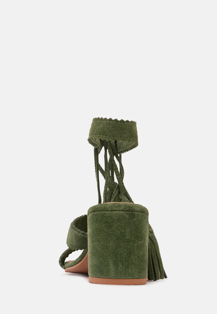 ZENA Green Suede Leather Sandal - Image 5