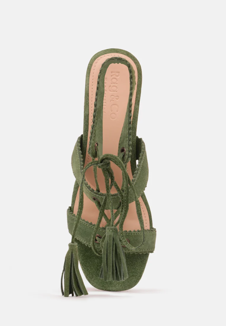 ZENA Green Suede Leather Sandal - Image 6