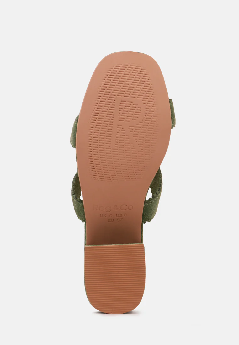 ZENA Green Suede Leather Sandal - Image 7