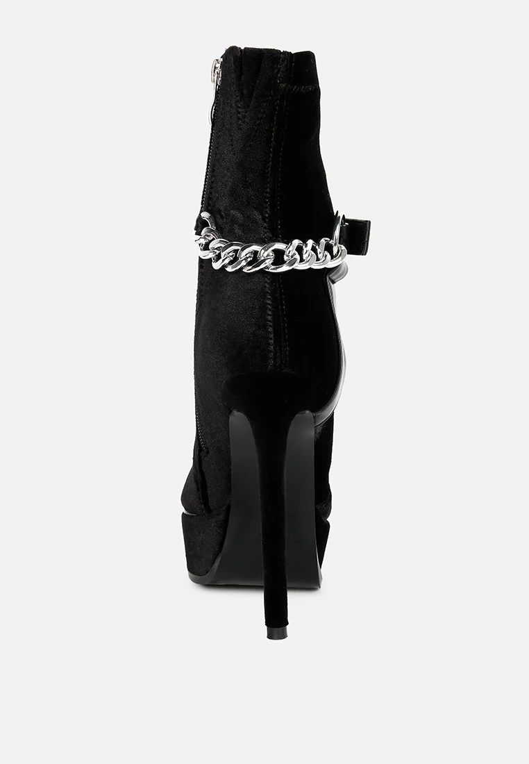 ZEPPELIN Black High Platform Velvet Ankle Boots - Image 5
